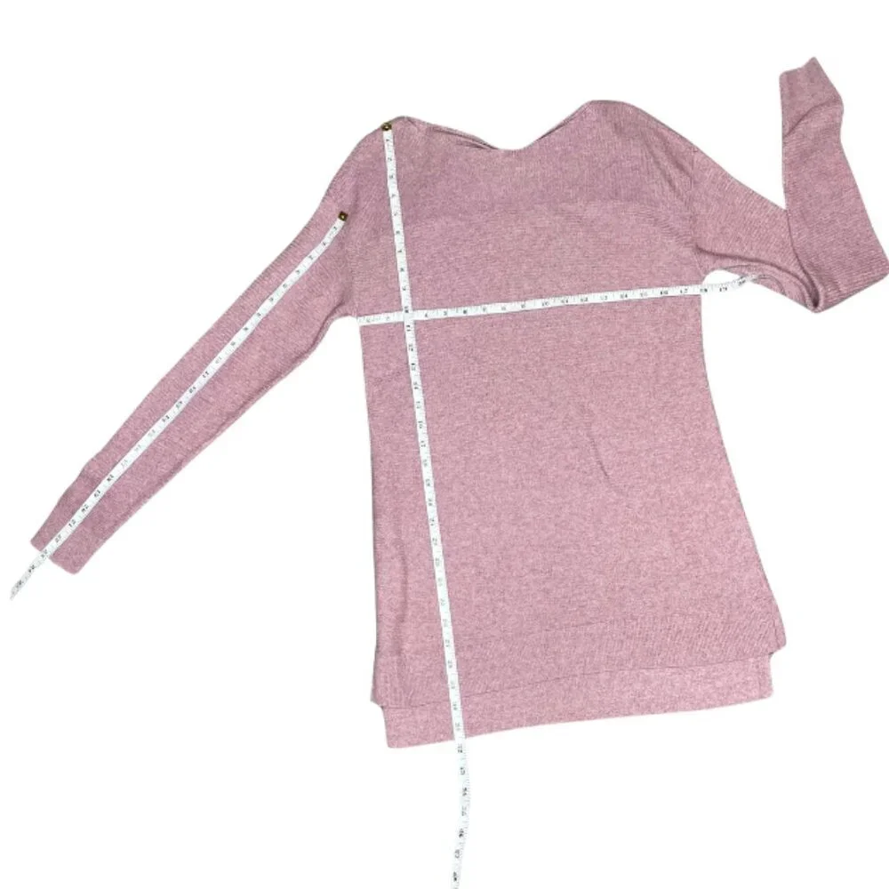 ELLE Coquette Pink Marl Knit Boat Neck Bow Back Pullover Sweater Small